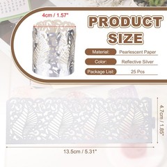 25Pcs Candle Wraps Decorate Tea Light Wrap Leaf Pattern, Reflective Silver
