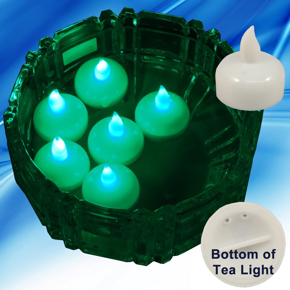 NEW 36 Green Led Floating Floral Tea Light Candle for Wedding Centerpiece Decor