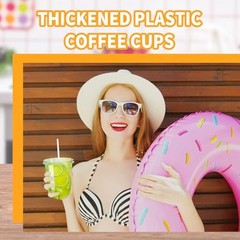 Pack Clear Plastic Cups with Lids and Straws,16 oz Disposable 50 16.0 ounces