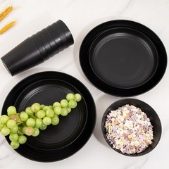 Liyh Love In Your Heart Liyh 48 Pcs Black Wheat Straw Plates And Bowls