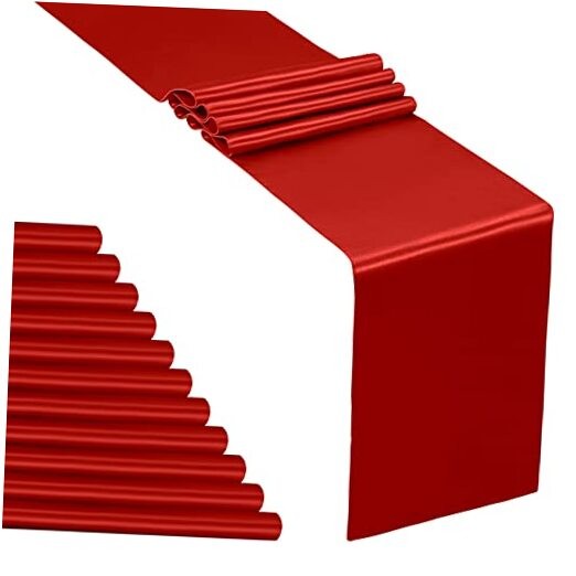 Pcs Satin Table Runner x 108 inches Long, Bright Smooth Satin Wedding 12 Red
