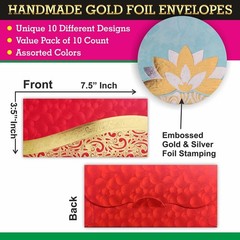 Shagun Gift Envelope Pack of 10 Assorted Color Designs Money Holder Fancy Pac…