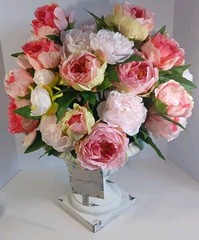 Wedding Arrangement Laura Ashley Multicolor Faux Peony’s In Stand, New