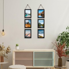 QUTREY 5×7 Collage Picture Frames Black, 6 Openings Vertical Hanging Photo Fr…