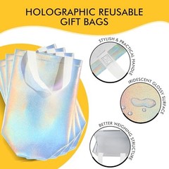 15 Pcs Glossy Gift Bags Medium Size, 8x4x10 1 count (Pack of 15) Iridescent