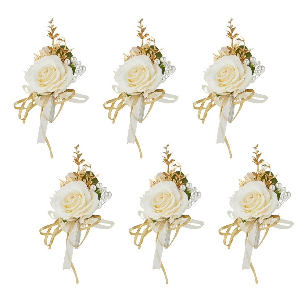 Champagne Boutonniere for Men Wedding, Set of 6, Groom and Best Man Boutonnie…