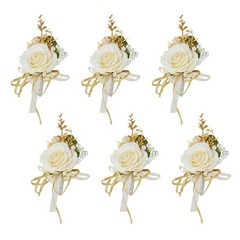 Champagne Boutonniere for Men Wedding, Set of 6, Groom and Best Man Boutonnie…