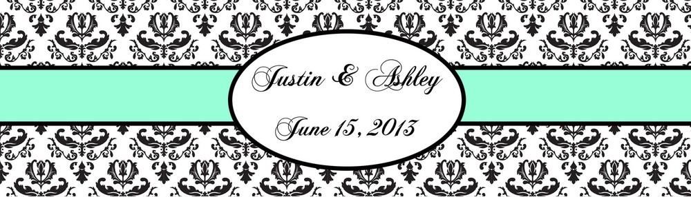 100 Damask 1 Mint Green Wedding Anniversary Baby Shower Water Bottle Labels