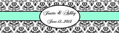 100 Damask 1 Mint Green Wedding Anniversary Baby Shower Water Bottle Labels