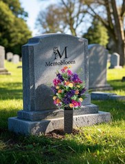 Memobloom Artificial Cemetery Flowers 24.8 inches x 9 inches, Purple & Pink