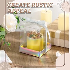 36 Set 3. 5 x 3. 5 x 4. 3 in Transparent Candle Gift Box Packaging Box Silver