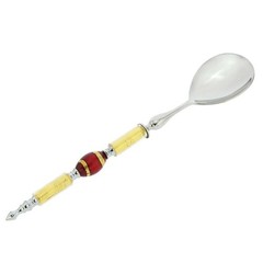 GlassOfVenice Italian Murano Glass Salad Spoon – Gold Red Stripes