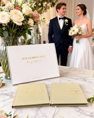 WeddingGiftsWedding Wedding Vow Books His and Hers-Canvas Linen XZ-HW-Beige