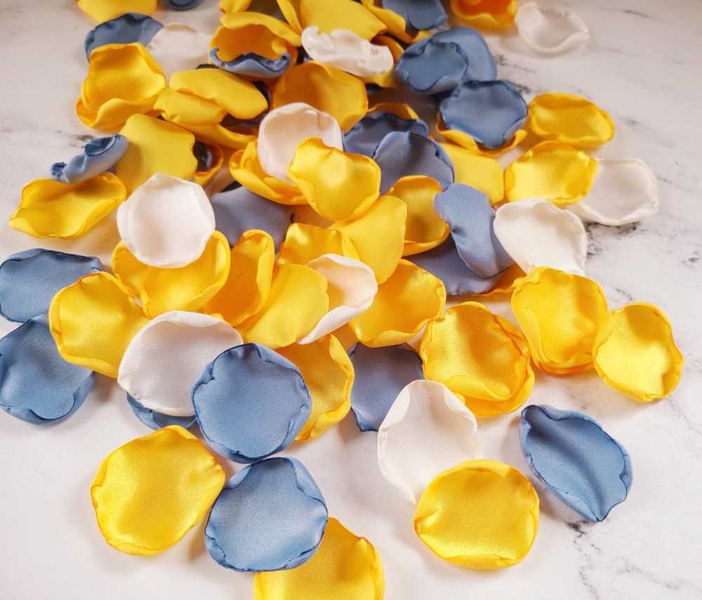 Yellow Rose Petals Dusty Blue Flower Petals Wedding Decor I Do Proposal Box