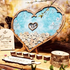 Rustic Wedding Guest Book Alternative Pen Set Sign Heart Drop , Unique Person…