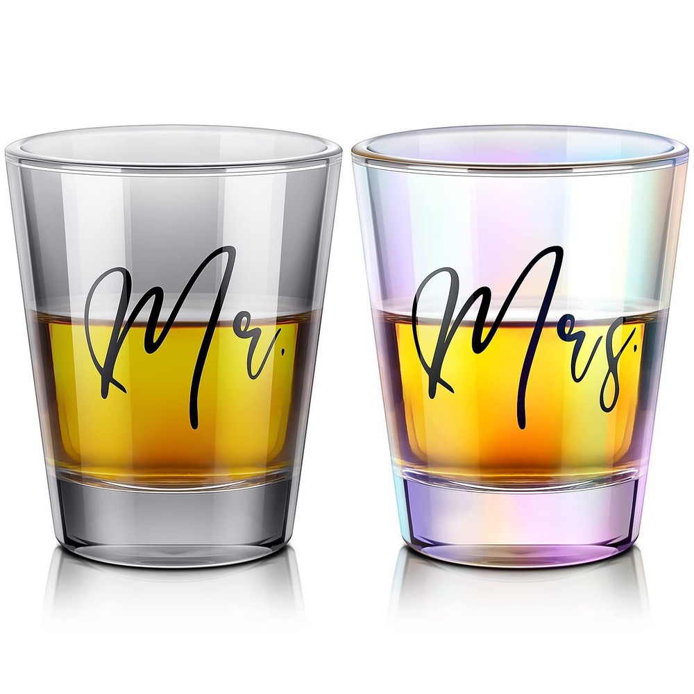 Sumind 2 Pcs Mr and Mrs Bride and Groom Wedding Wine Glasses Funny Bride 2 oz…