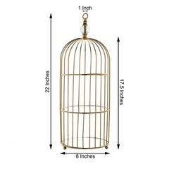 22″ Gold 3 Tier Metal Mirror Glass Hanging Bird Cage Dessert Stand Decorations