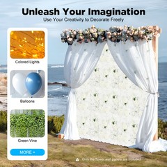 3D Flower Wall Panel 12pcs Artificial Flower Wall Background Silk Rose Mat