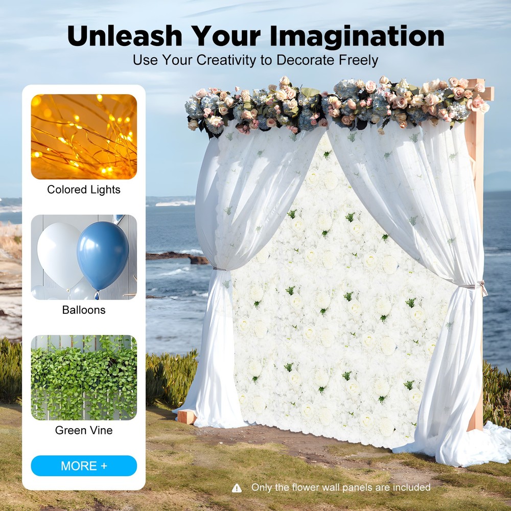 3D Flower Wall Panel 12pcs Artificial Flower Wall Background Silk Rose Mat