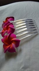 Bali Bridal Wedding Party Foam 3_Flower Hair Red Frangipani /plumeria