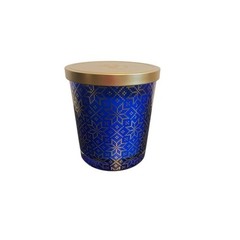 Bellevue Luxury Candles Sapphire Cashmere 2-Wick Blue Gold Snowflake Glass Jar