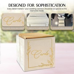 Wedding Card Box – 9″ x 9″ Collapsible Velvet – Covered Design – Cards Box fo…