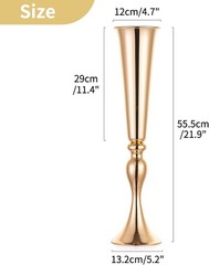Gold Tall Centerpiece Table: 21.9″ Trumpet Vases for Wedding Metal Flower Stand