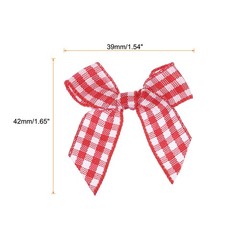 100Pcs Mini Gingham Ribbon Bow 1.5″ Checkered Fabric Satin Red and White