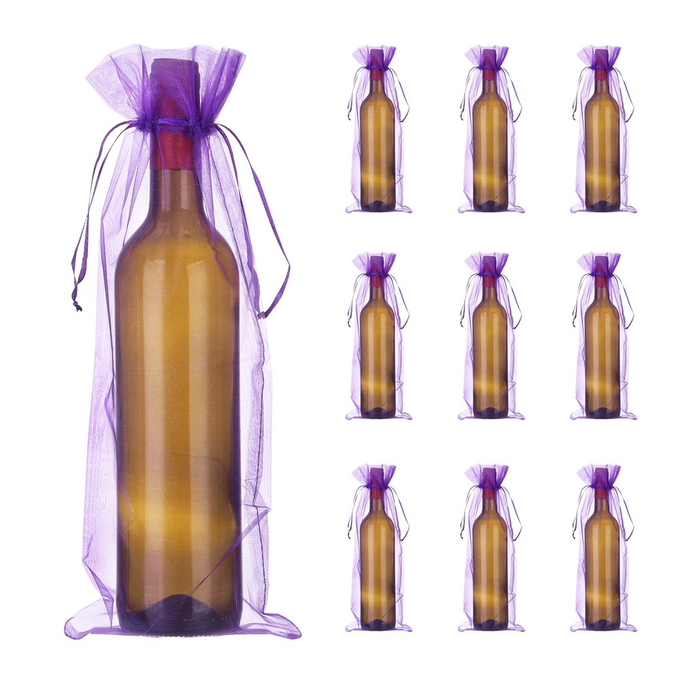 14 x 5 Inch Organza Wine Bags 20 Pcs Gift Wrap Bags for Wedding Favors Purple