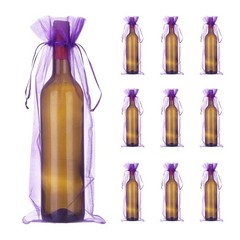 14 x 5 Inch Organza Wine Bags 20 Pcs Gift Wrap Bags for Wedding Favors Purple