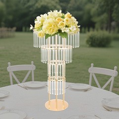 Crystal Flower Stand Round Pedestal Stand Gold Wedding Party Decoration