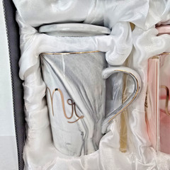 Mr & Mrs Ceramic Mug Set Wedding Anniversary Gift Boxed Matching Pair