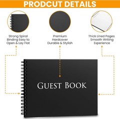 Hardcover Guestbook 1,260 Entries Charcoal 10 x 8 inches,