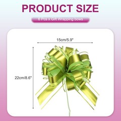 6Pcs Large Pull Bow Gift Wrapping 9″ch Ribbon Organza Fruit Green Bows