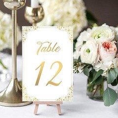 Gold Wedding Table Numbers 1-30 – Double Sided Foil 4×6 inches,