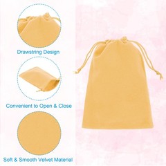 12Pcs Velvet Gift Bags 5″ x 6″ Velvet Drawstring Jewelry Pouches Gold