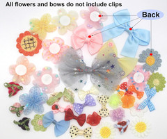 100 Pcs Satin & Organza Ribbon Bows Flower, Lace Patches Bead Appliques for Craf