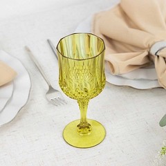 GREEN 6 Plastic 8 oz Crystal Cut Goblets WINE GLASSES Party Events Decorations
