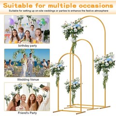 Gold Wedding Arch Backdrop Stand 3 Pcs Set Outdoor Garden Ceremony Decoration