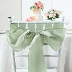 10 Sage Green Satin CHAIR SASHES Ties Bows Wedding Ceremony Reception