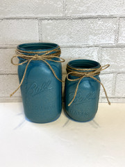 Teal with Gold Glitter Mason Jar Centerpiece
