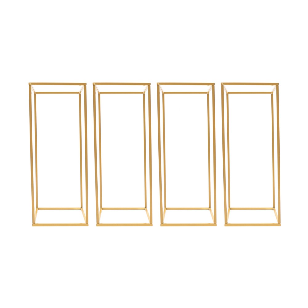 4PCS 23.6” Gold Metal Flower Stands Rectangular Stable Base Easy to Install