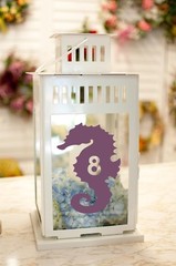 Seahorse Beach Wedding Table Numbers 1-10, 15, 20, or 25 Vinyl Sticker Decals