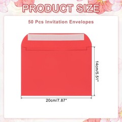 50Pcs Self Sealing Envelopes 7.8×5.5 Inch for Invitations A7 Red