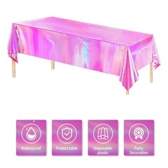 Srua Don Pink Iridescent Party Decorations Tablecloth, 3 55 x 86 inches,