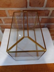 Gold Glass Wedding Card Box with Lock Large Geometric Reception Decor