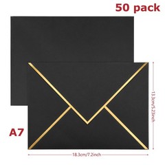 XHKDSYMC 50 Pack 5×7 Envelopes Self Seal, Black for 5×7,