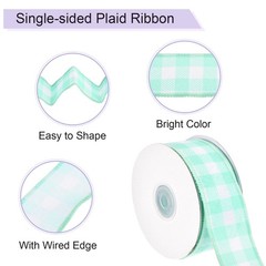 Plaid Check Ribbon, 1.5 Inch x 10 Yards Gingham Ribbon, Turquoise
