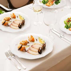 Soujoy Set Of 6 Porcelain Dinner Plate 10.5 Embossed Salad Plates White Dessert