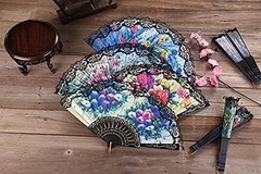HUNANBANG 4 Pieces Folding Hand Fans Church Wedding Gift, Party Spanish 4pack